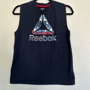 Reebok Navy Graphic Tee with Red Trim